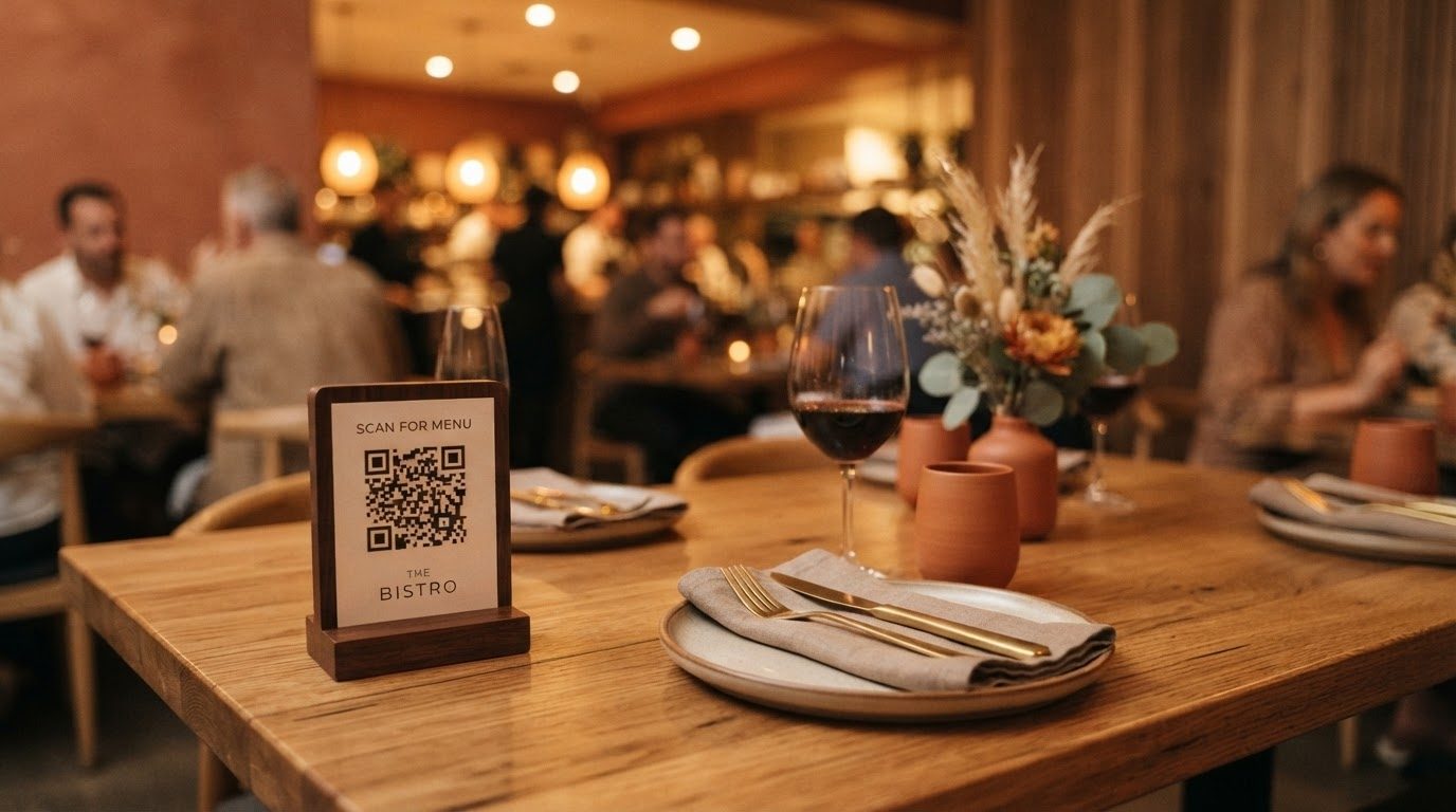 Стол ресторана с QR-меню — сценарий Aliot для зала
